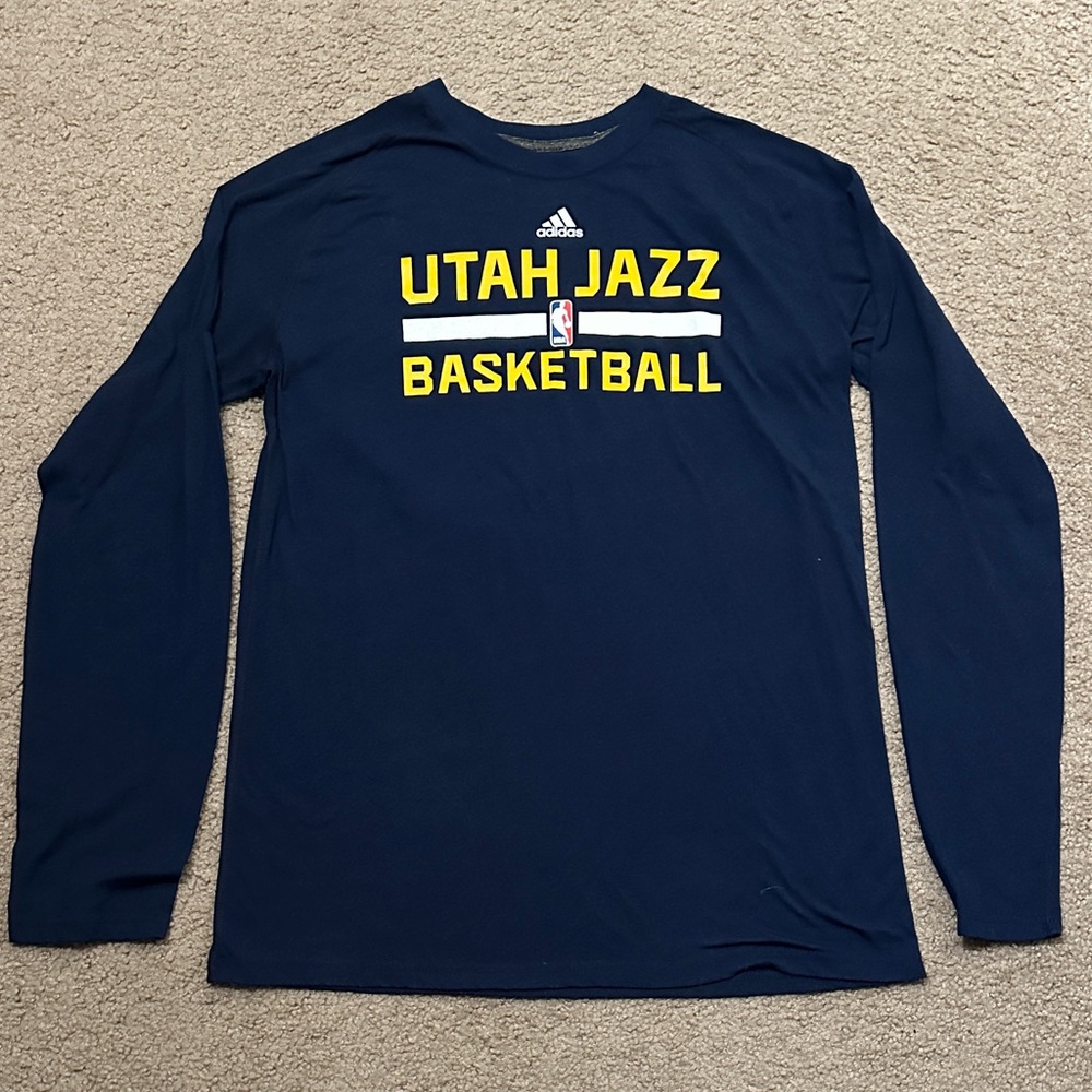 Adidas Men’s Utah Jazz Basketball Climalite Long Sleeve Tee Navy Size L (Tall)